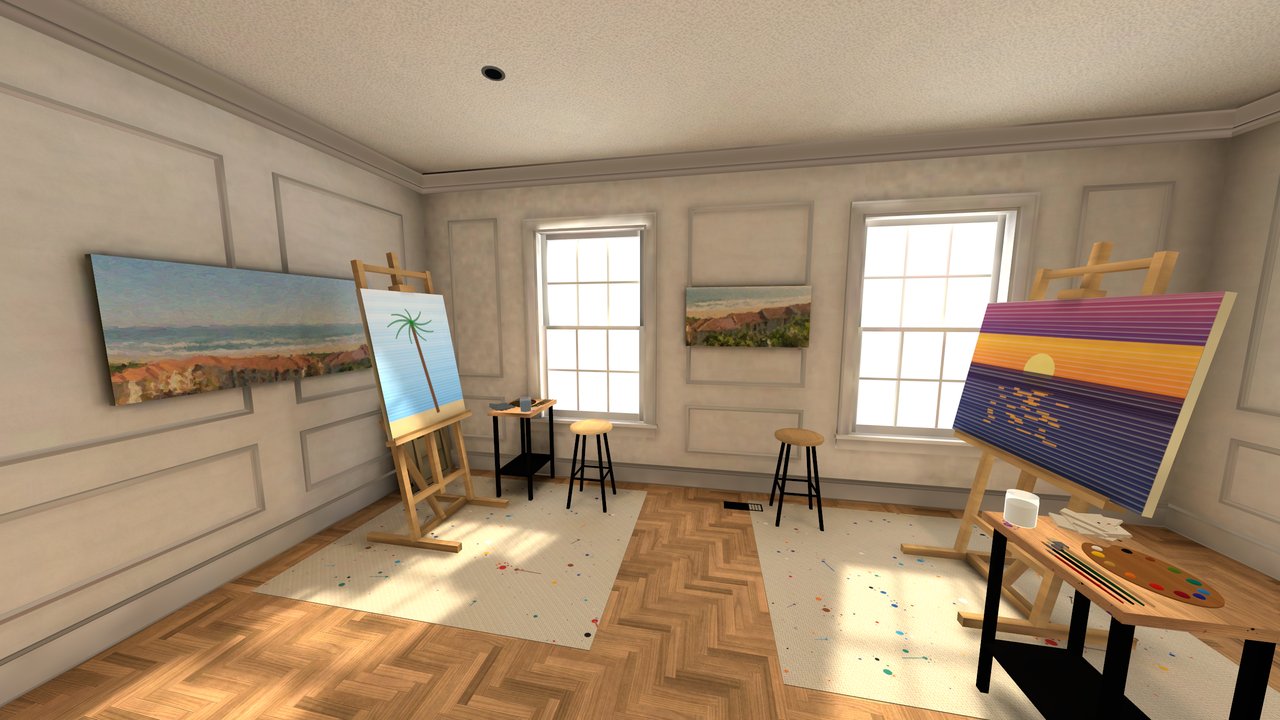 Two easels in the window light